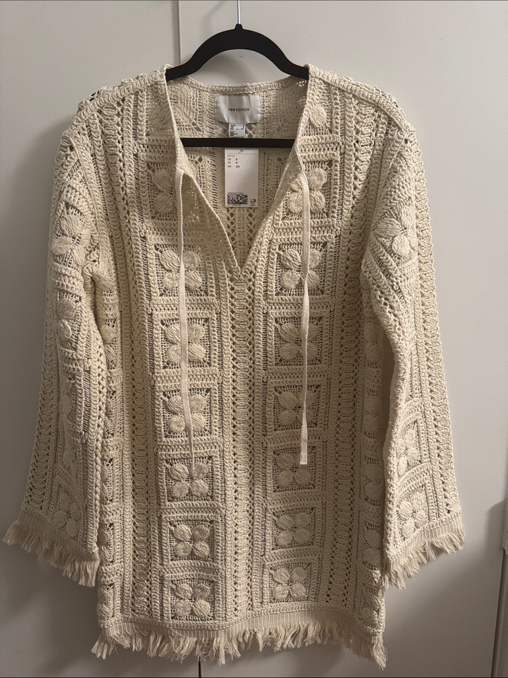 H&M Edition Cream Crochet Tunic Dress